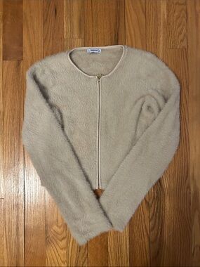Mayoral Soft Beige Zip-Front Cardigan Girls Size 9